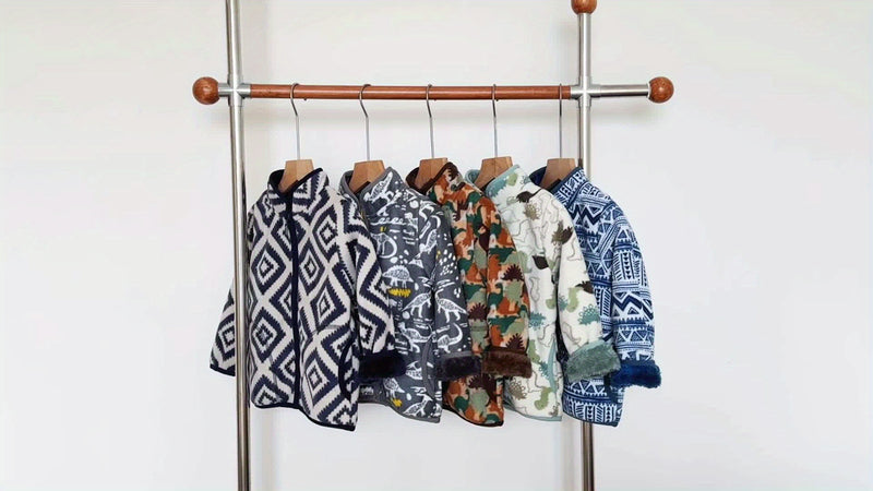 Boys' Cartoon Dinosaur Print Fleece Jacket Autumn/Winter.