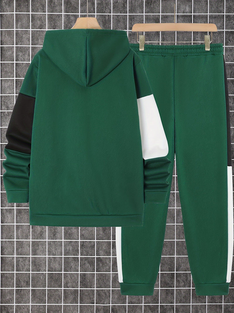 Men's Autumn And Winter Zip-Up Long Sleeve Sweatshirt And Long Pants Set.