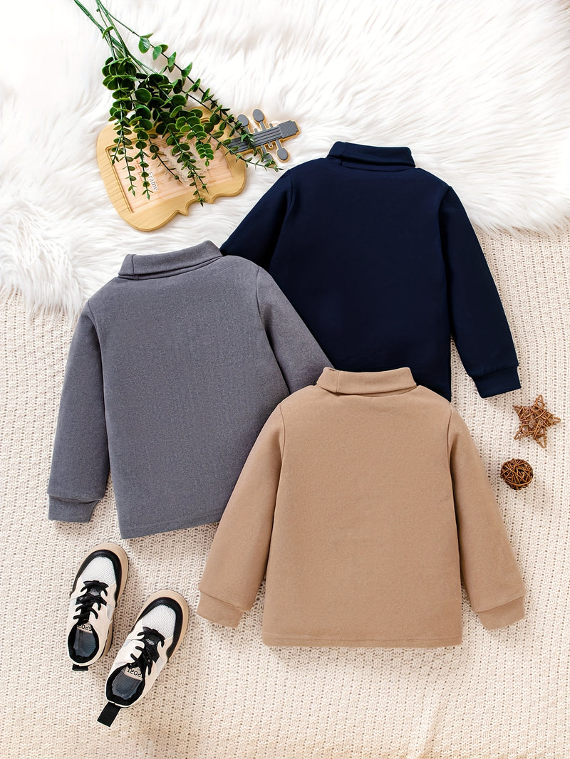 A Set of Three Unisex High-Neck Thermal Tops for Boys And Girls.