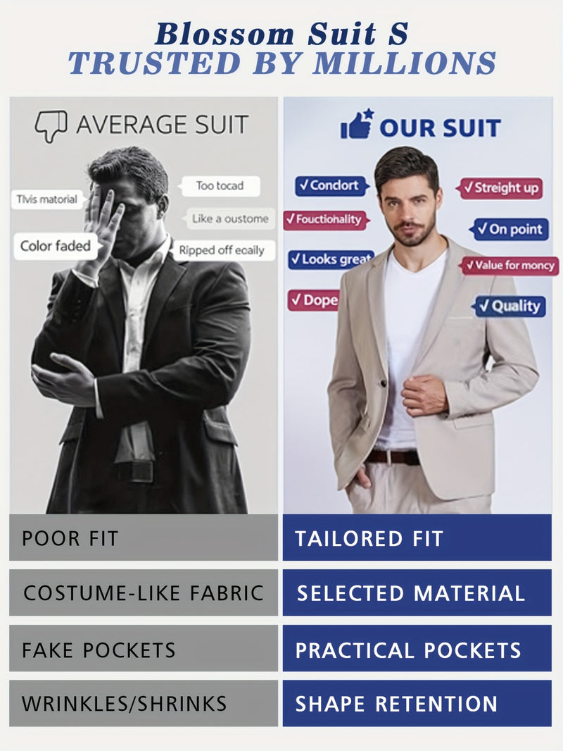 Men'S Formal Suit Set for Stylish Occasions, Jacket And Trousers.