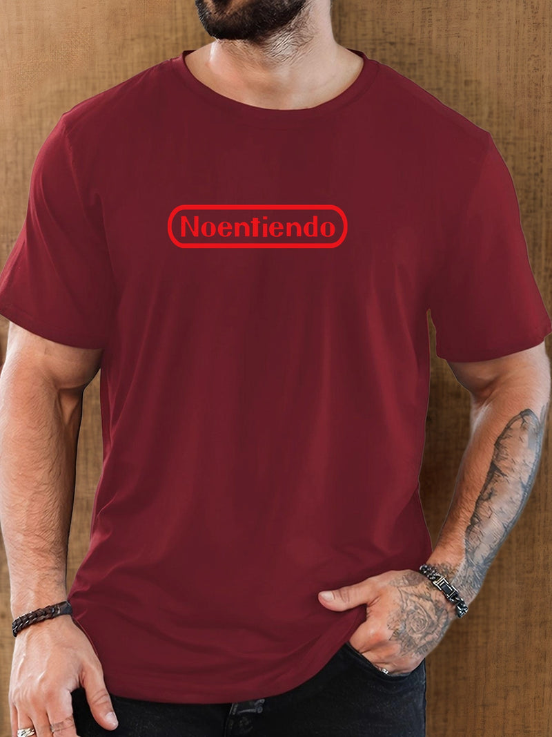 Men's Spanish "No Entiendo" Print Solid Color Casual T-Shirt.