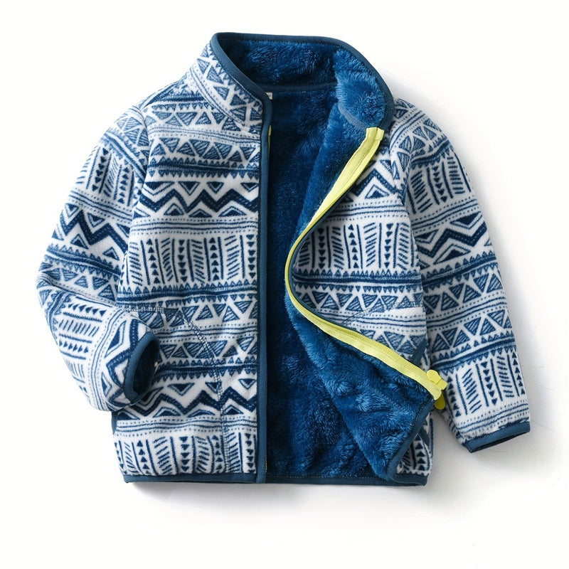 Boys' Cartoon Dinosaur Print Fleece Jacket Autumn/Winter.