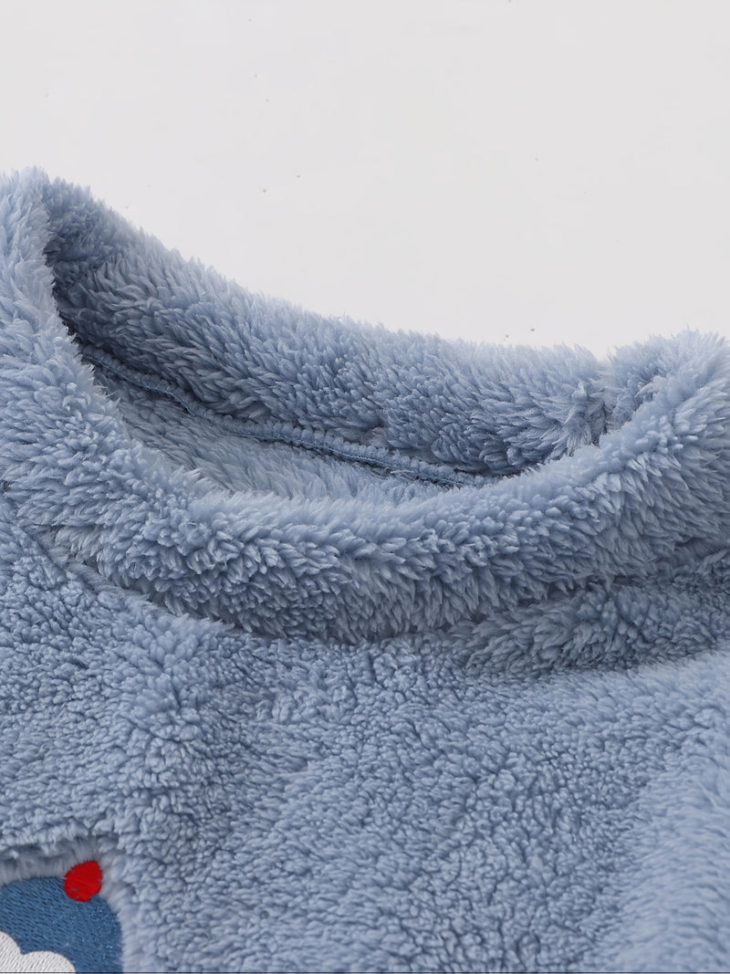 New Autumn And Winter Blue Elephant Flannel Warm Set.