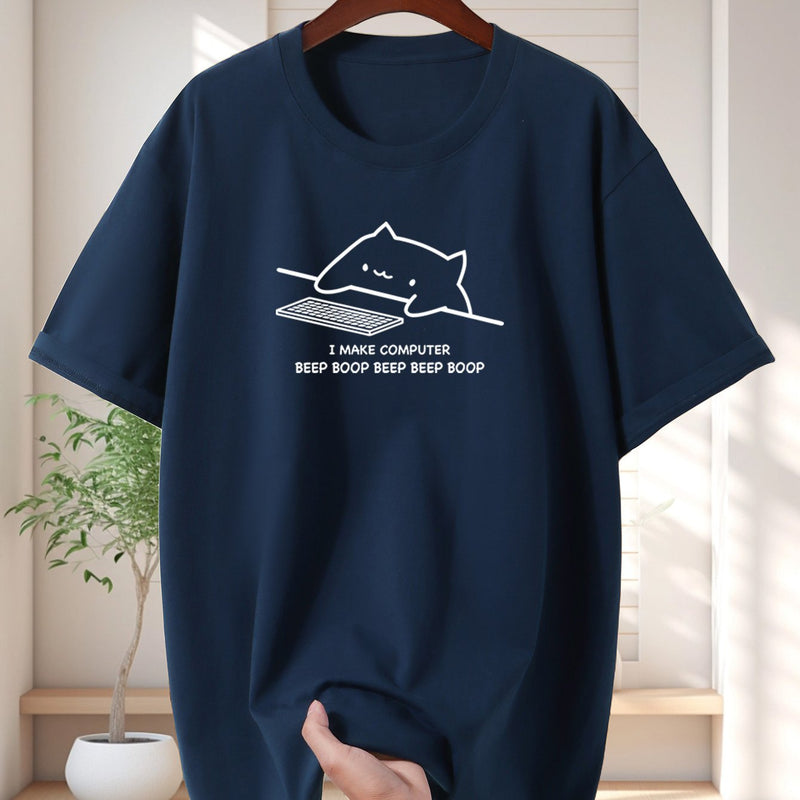 Men's Pure Cotton New Fashion Letter Design Print Casual Short Sleeve.
