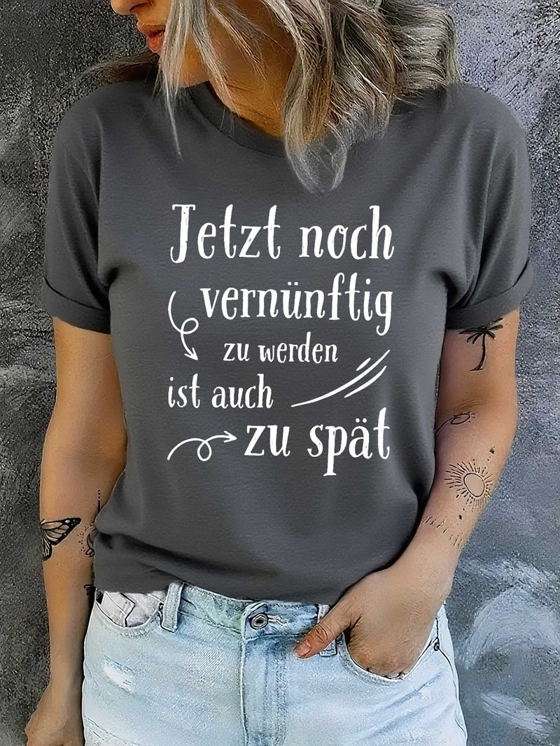 Women’s Fun German Humorous Slang Fashion T-shirt Short Sleeves.