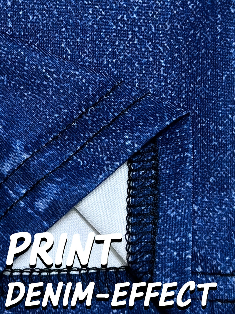 Women's Imitation Denim Leggings, Four Seasons Style, Jeans Print.