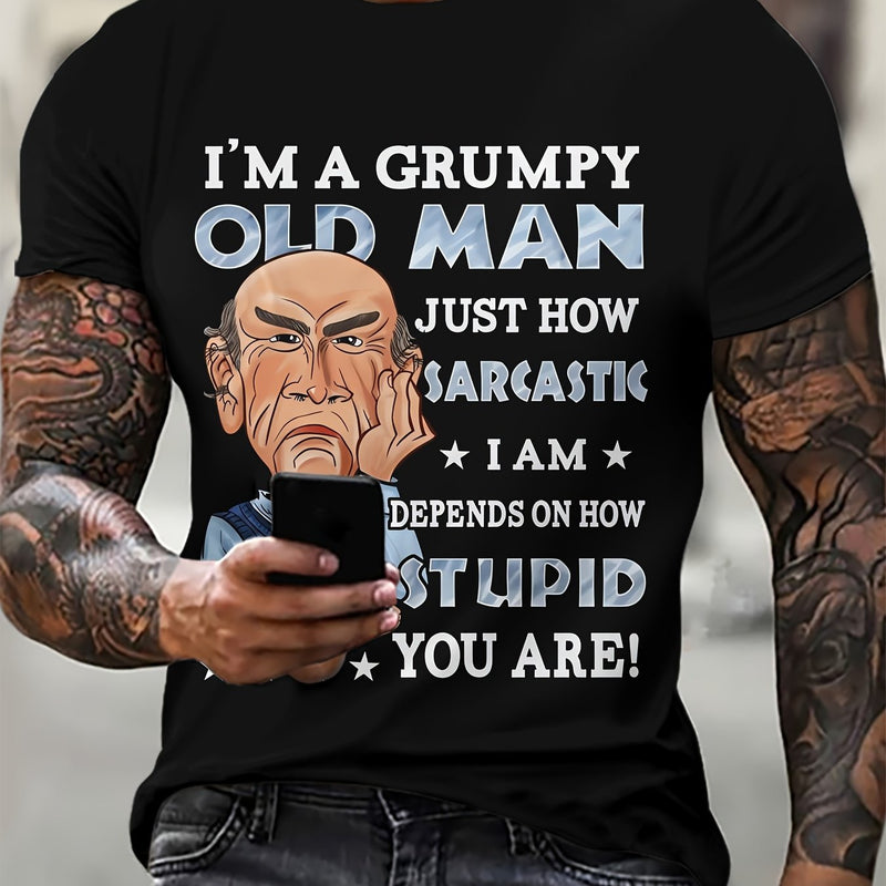 Men's Fashion T-Shirt with 3D Digital Print and Old for Man Lettering.
