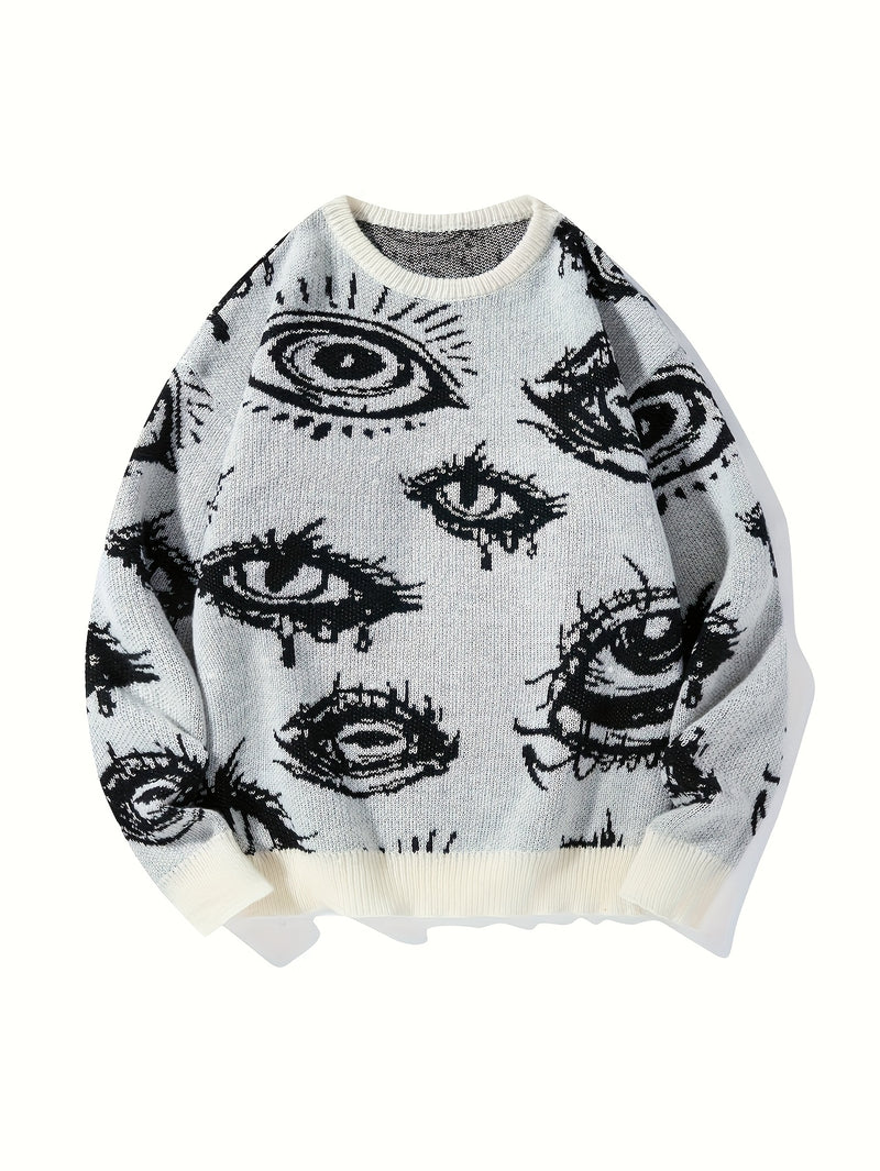 Men’s Round Neck Street Style Pullover with Contrasting Colors.