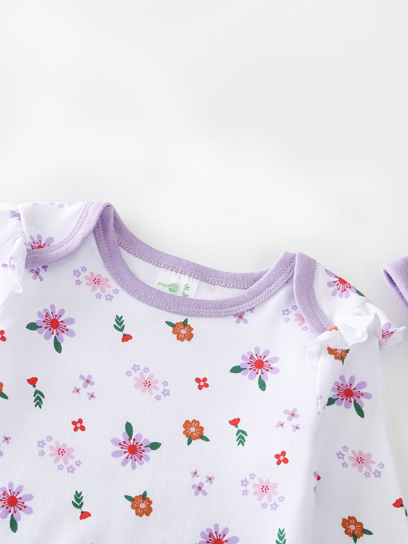 Baby Long-Sleeved Triangle Romper Pants Hat Socks Set.