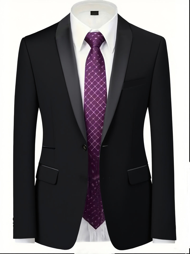 Men's 3pcs Suit with Notch Lapel, Business Formal Set, Includes Jacket.
