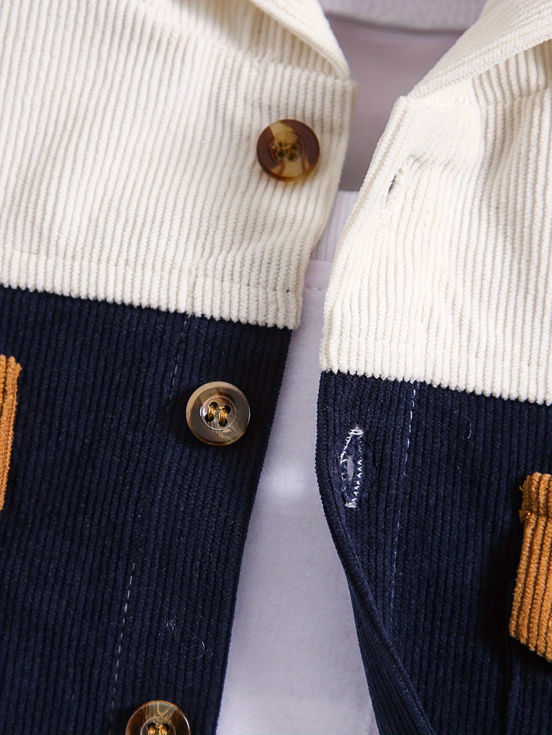 Casual Corduroy Jackets And Hats for Infants And Toddlers.