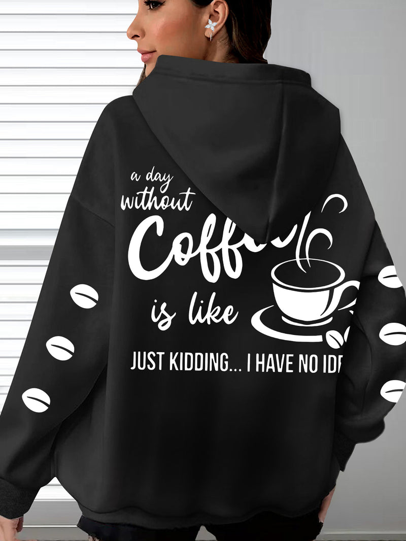 Women's Cozy Coffee Graphic Hoodie.