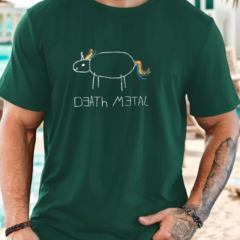 Men's Short-Sleeve T-Shirt with a Unicorn Pattern for Summer Casual Wear.