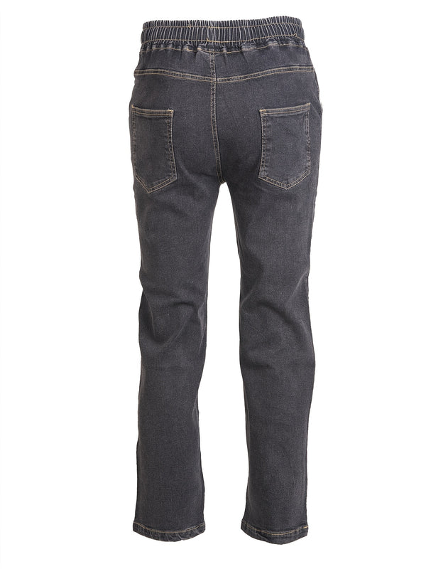 Women’s Unisex Vintage Blue Jeans, Black-Gray Long Pants.