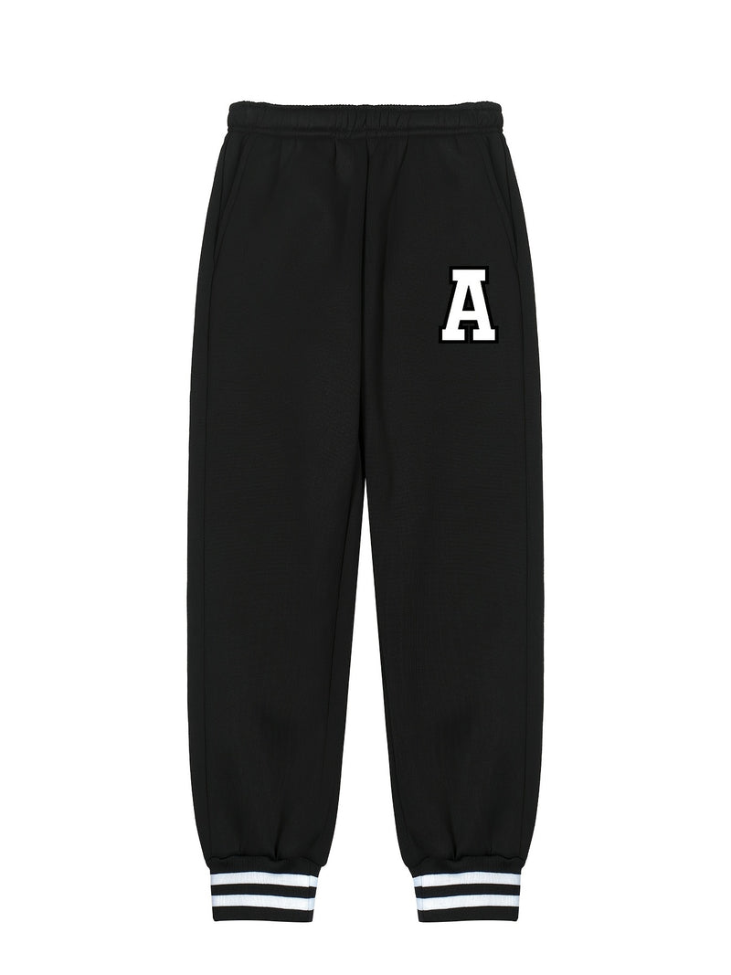 2pcs Boys  Winter Warm Letter 'A' Print Baseball Jacket & Pants Suit.