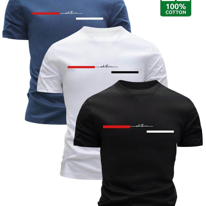 3pcs  Men’s T-Shirts Trendy Crew Neck.