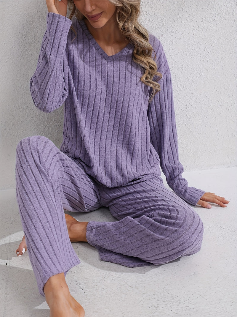 Women’s Simple Long Sleeve and Pants Solid Color Comfortable Fashion.