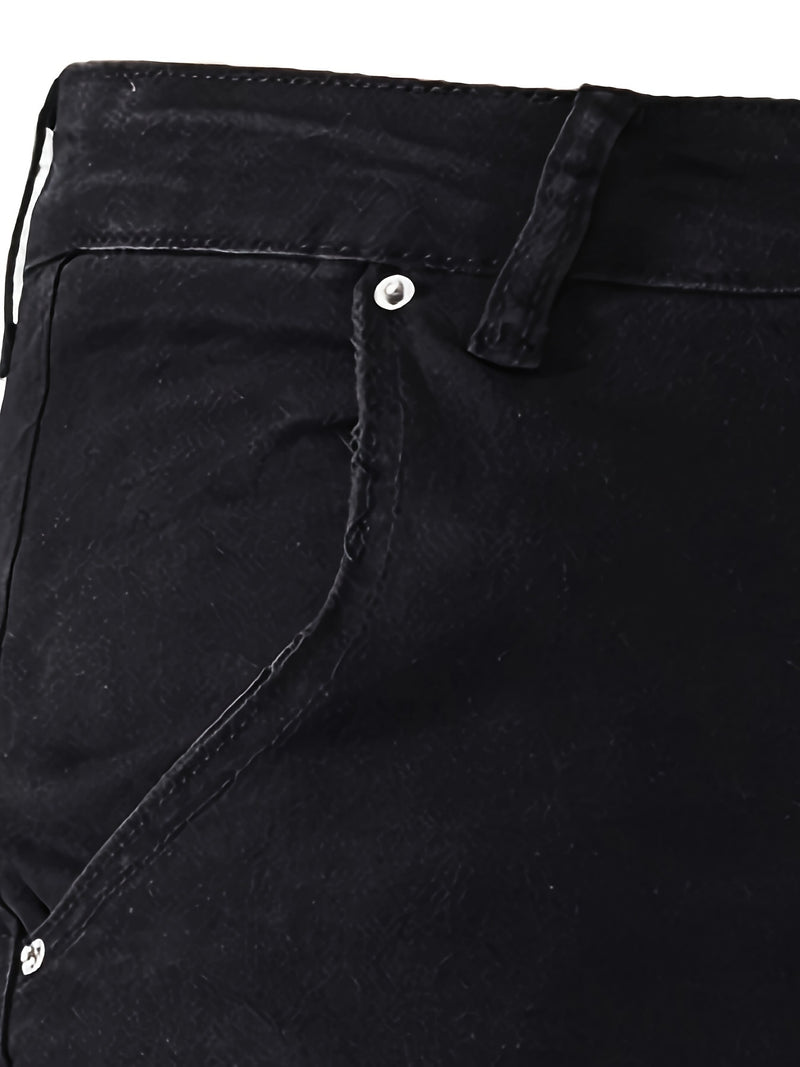 Men’s Fashionable Casual Mid-Rise Denim Work Pants.