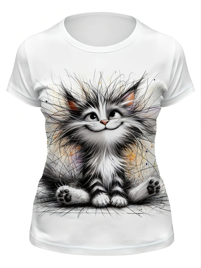 Elegant Women's Short Sleeve Round Neck Crew.
