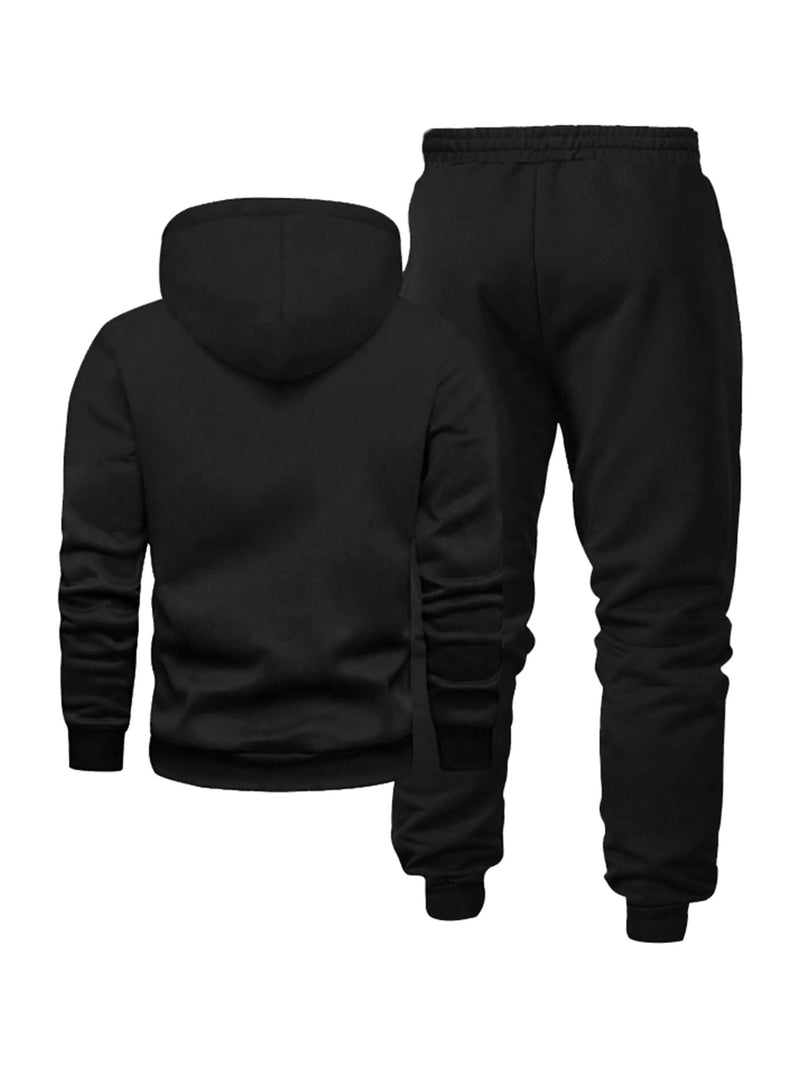 Men'S Print 2pcss Set, Casual HoodedSweatshirt and Joggers Suit.