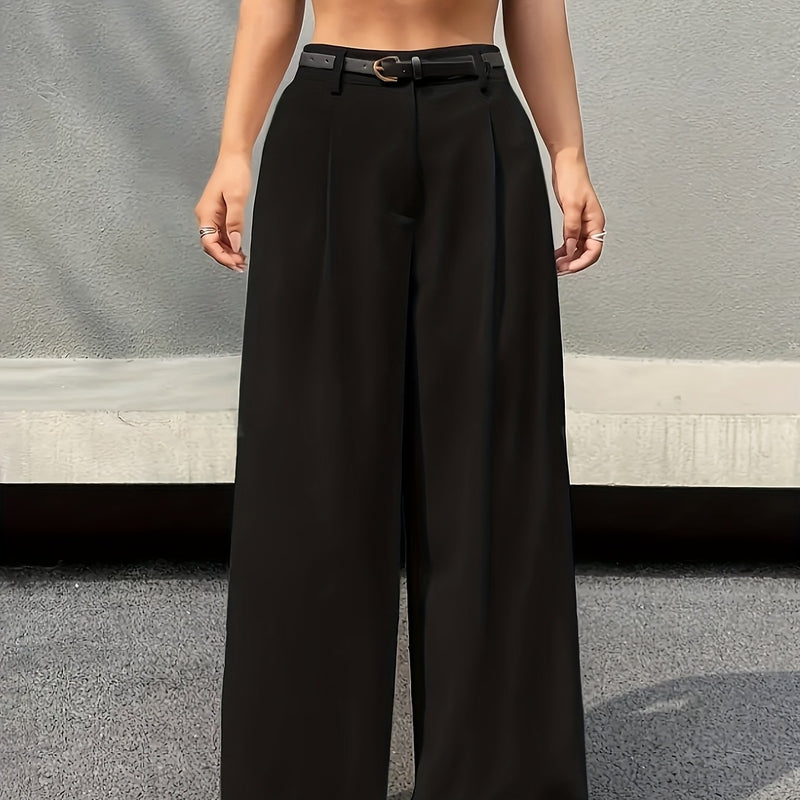 Women’s Elegant High-Waisted Wide-Leg Cinched Pants.