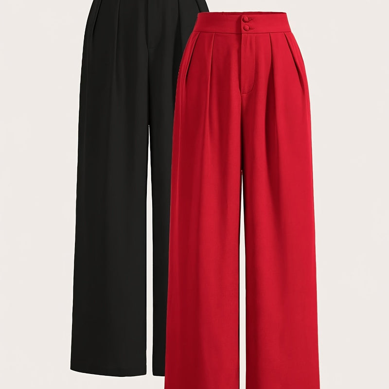High-Waisted Wide-Leg Pants Two-Piece Set for Women.