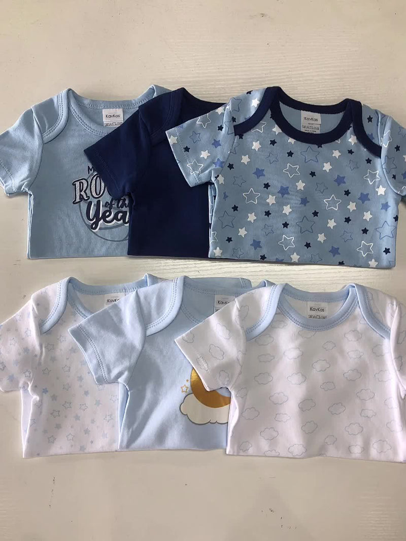 6pcs Newborn Baby Short-Sleeve Onesies.