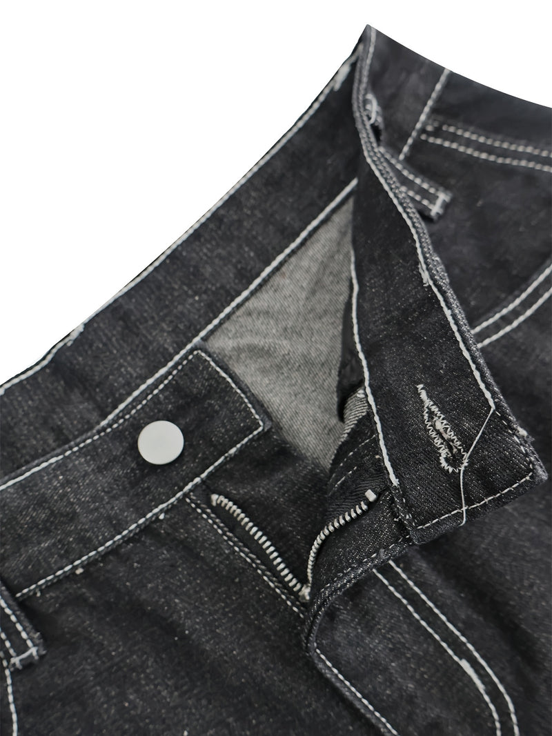 Men's Loose Fit Denim Shorts - Non-Stretch Denim, Mid-Rise Loose Leg Opening.