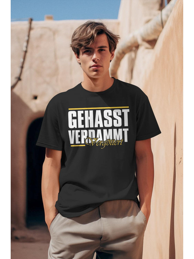 Men's & Women's Gothic German Text Print T-Shirt.