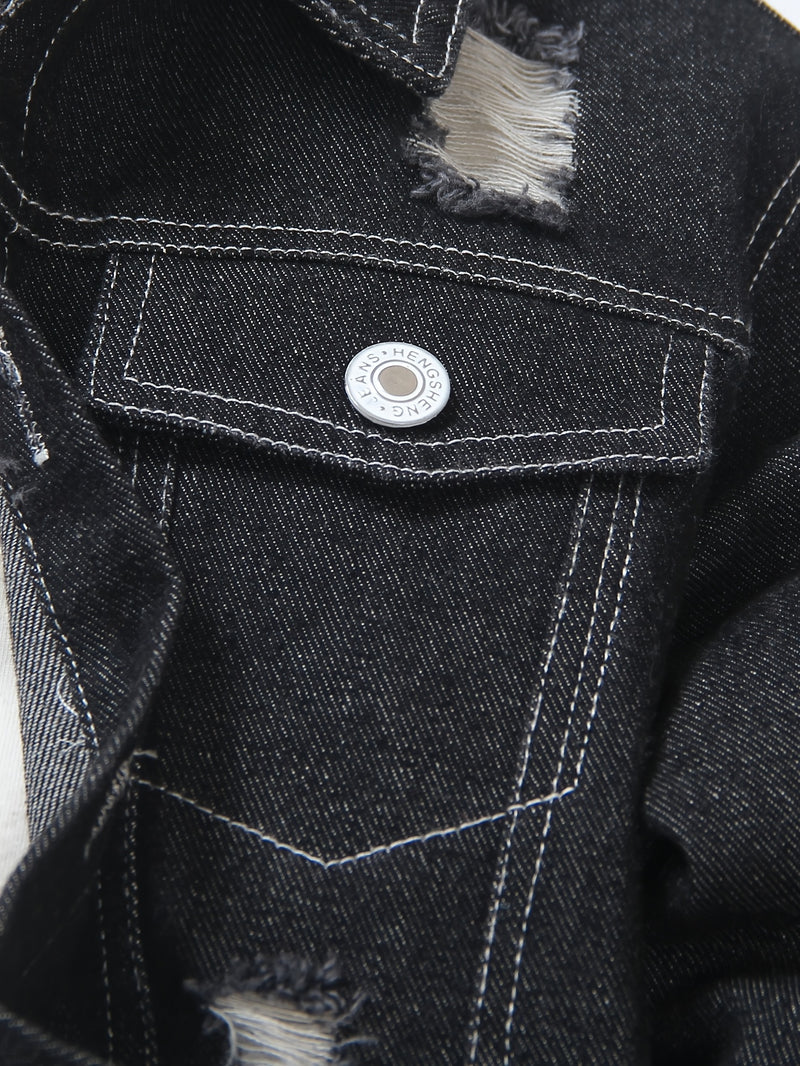 Boys Spring/Autumn Denim Long Sleeve with Elastic Waist and Ripped Jeans.