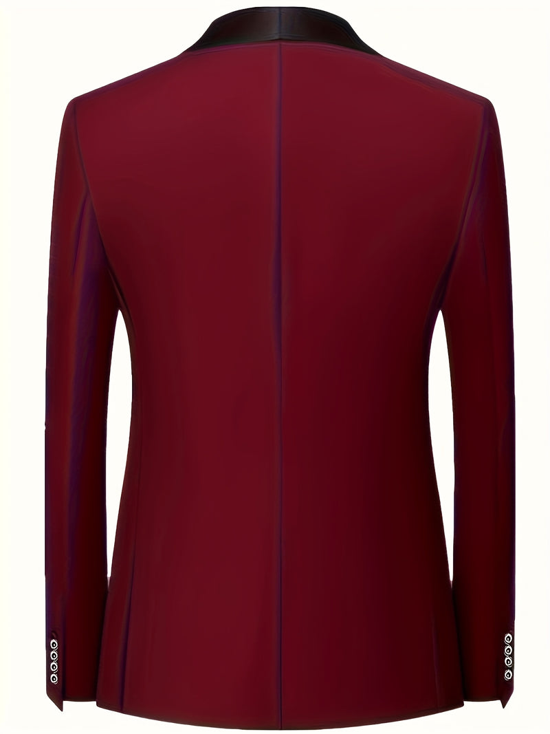 Men's 3pcs Suit with Notch Lapel, Business Formal Set, Includes Jacket.