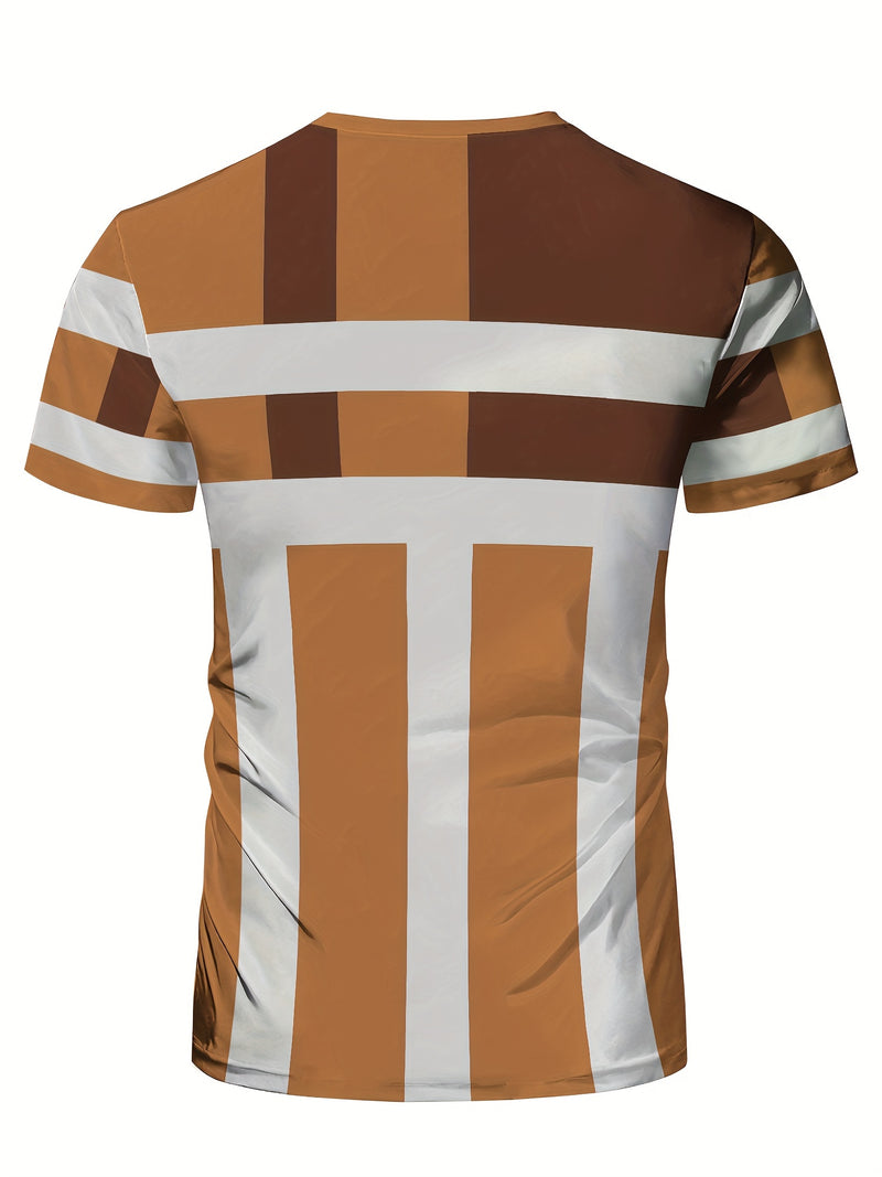 This Men'S Sports Fashion Short-Sleeve T-Shirt Has a Geometric Print.