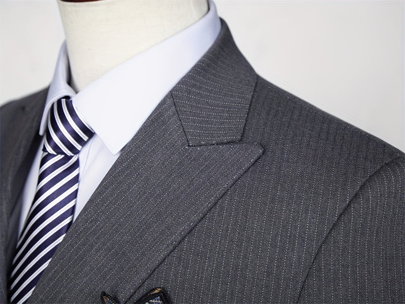 Men's Double-Breasted Suit Set, Casual Formal Wear.