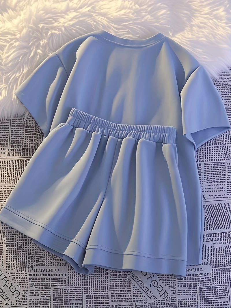 Women’s Summer Casual Short Sleeve Fashion Shorts Set.