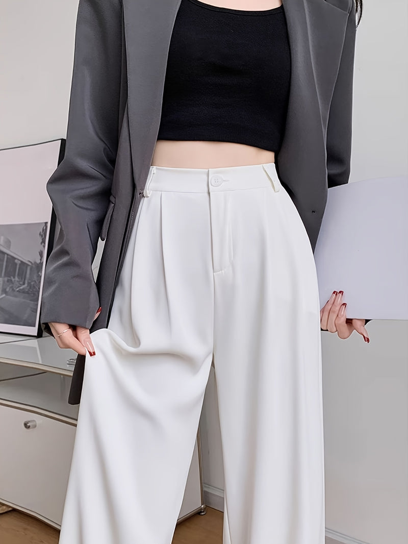 Women’s Long Tailored Trousers with a Single Button.