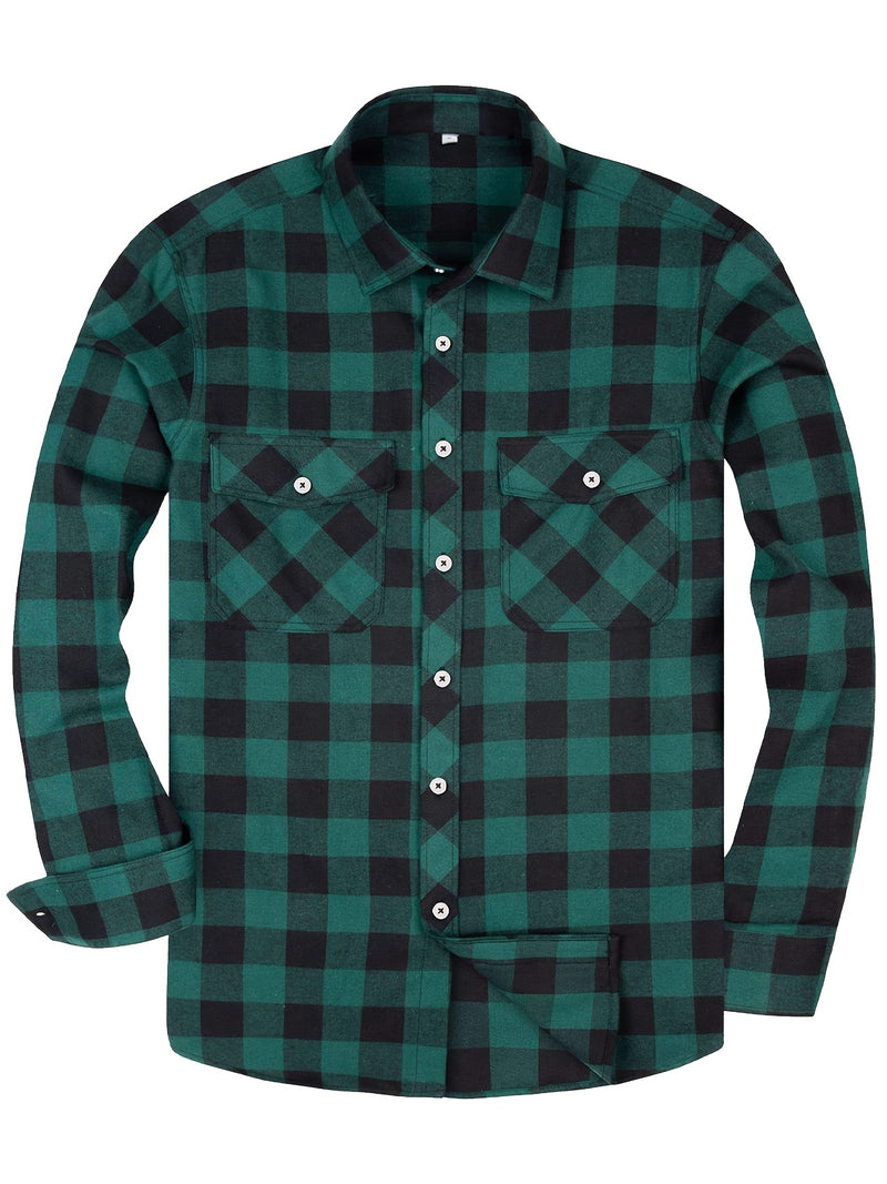 3pcs Men's Plaid Shirts with Top Lapel Long Sleeve.