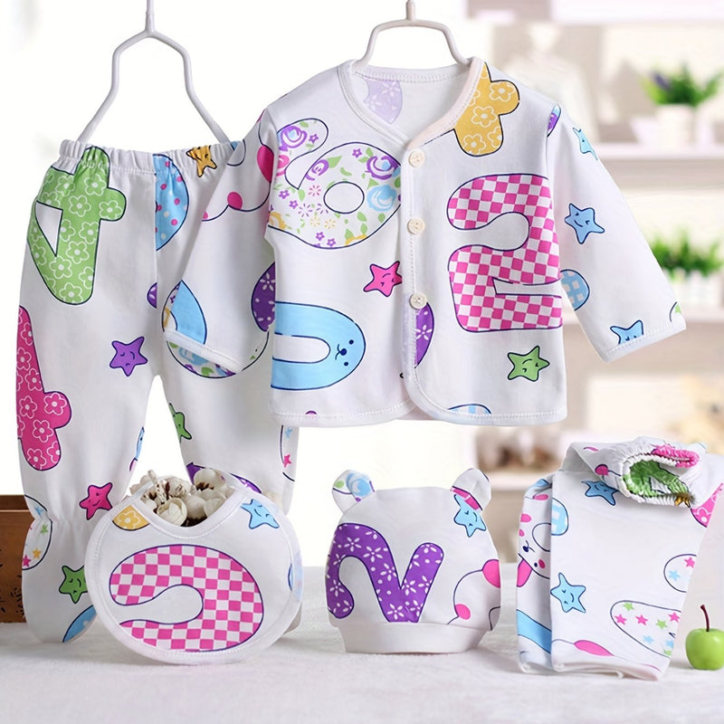 Newborn Baby Five-Piece Outfit Set for Infants.