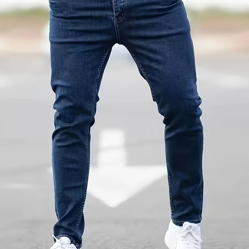 Men's Slim-Fit Stretchy Versatile Classic Solid Color Skinny Jeans.
