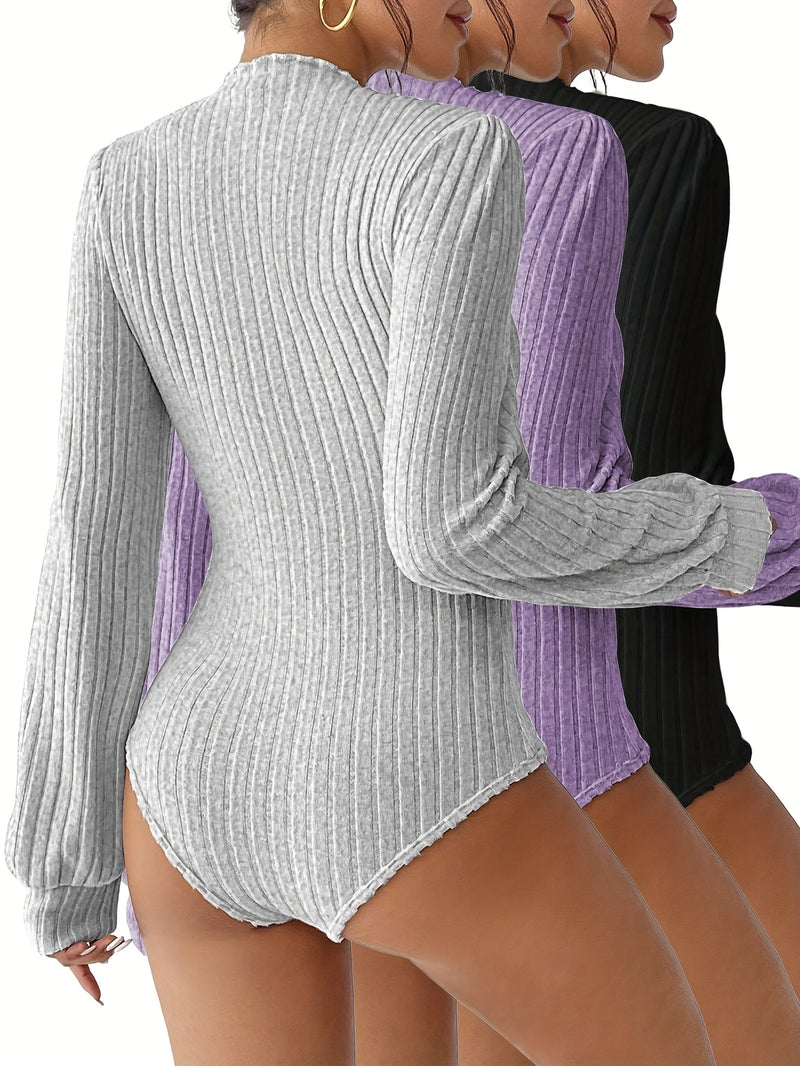 3pcs Women's Slim-Fit Layering Long Sleeve T-Shirts.