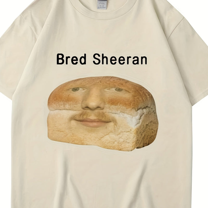 Men’s New Stylish And Funny Bread Sheeran Meme Print T-Shirt.