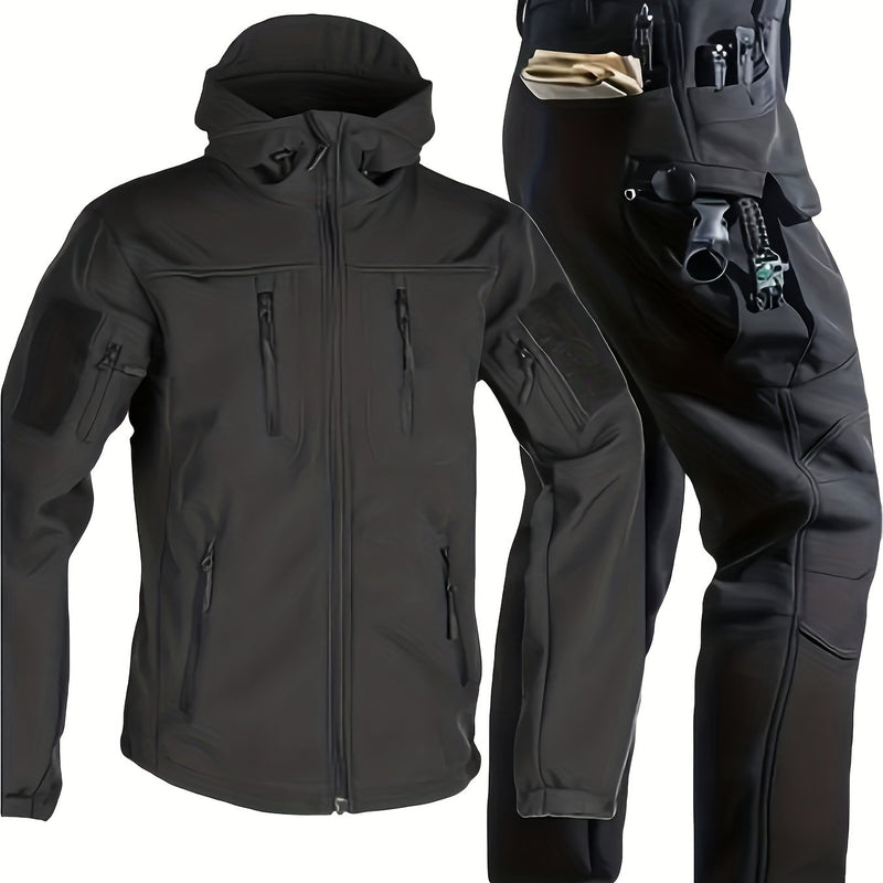 Outdoor Two-Piece Set,Lined Trendy Windproof Warm Motorcycle Hooded.