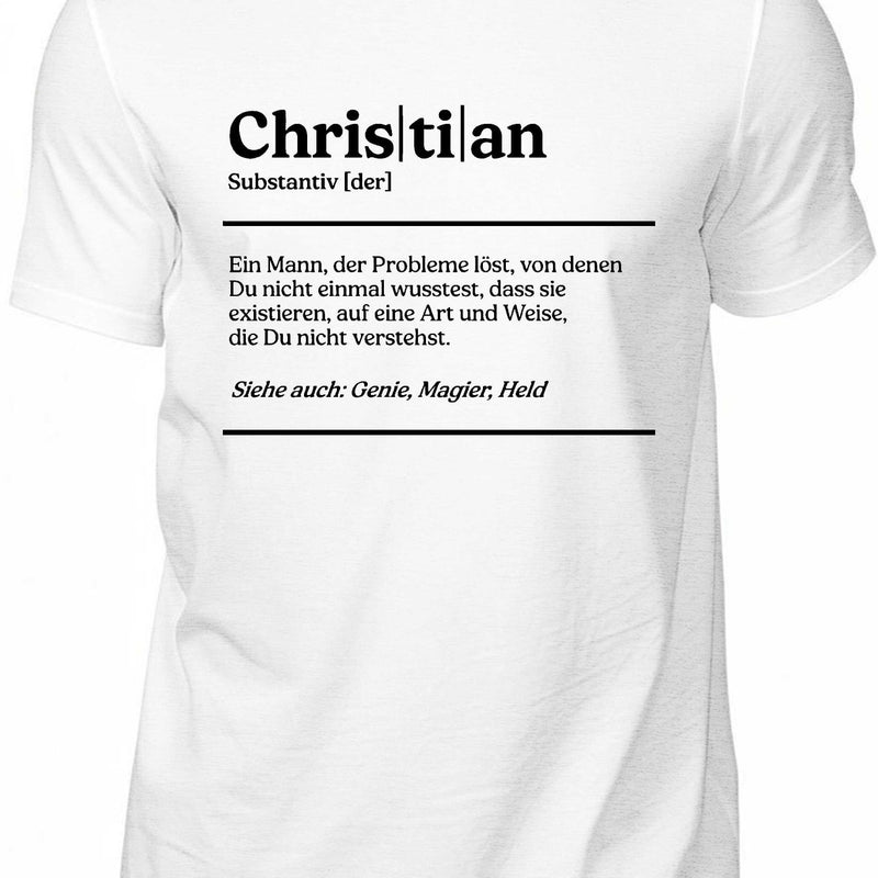 Men's Summer T-Shirt with a Fun Christian German Name And Short Sleeves.