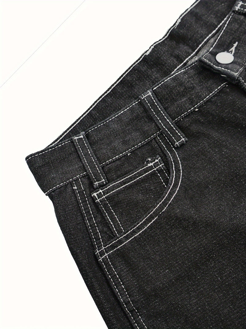Men's Loose Fit Denim Shorts - Non-Stretch Denim, Mid-Rise Loose Leg Opening.