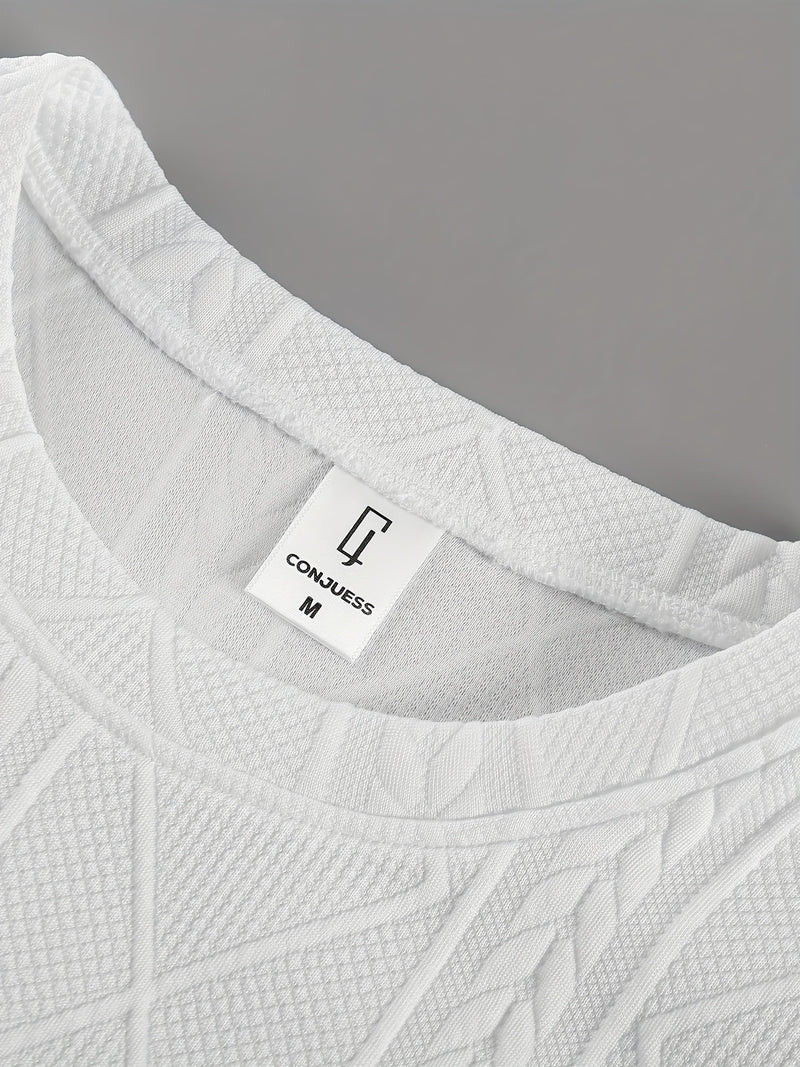 Men's Round Neck Textured Heavyweight Short Sleeve Shirt.