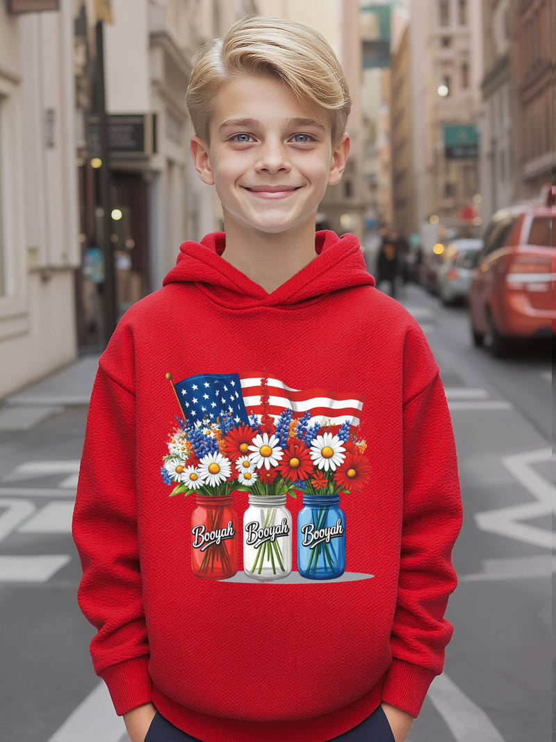 Boys USA Flag & Stars Stripes Hooded Sweatshirt - Boys 0-2 Years Old.