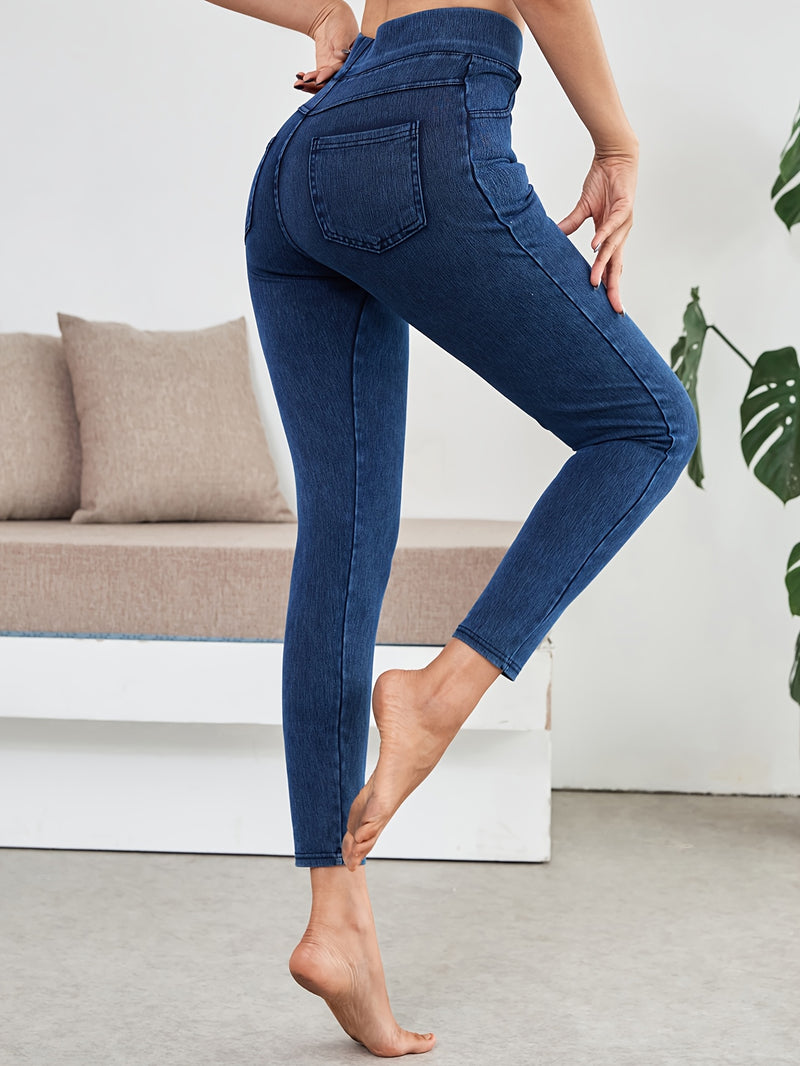Women's High-Waisted Stretch Jeans.