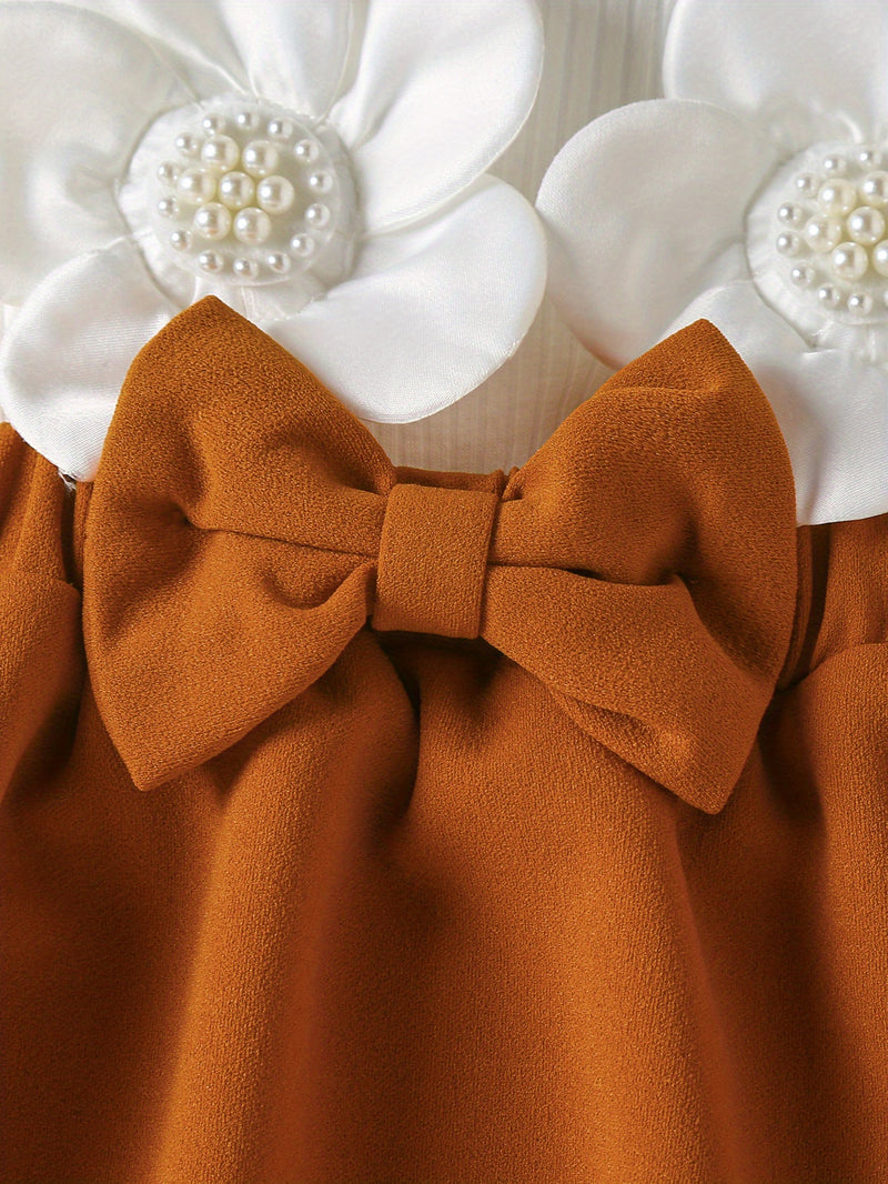Delivery Bow Hair Tie Girls' Dress Romper Spring/Autumn Style.