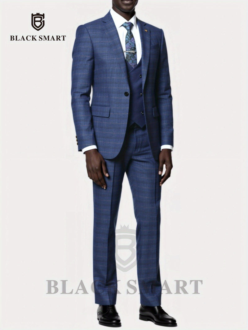 3pcs Men's Suit Set Includes Only Blazer + Vest + Trousers.