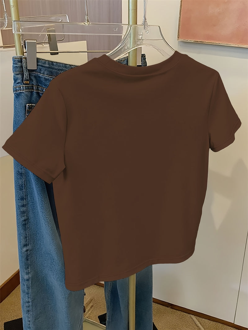 Women's Casual Home Printed Round Neck Pure Short Sleeve.