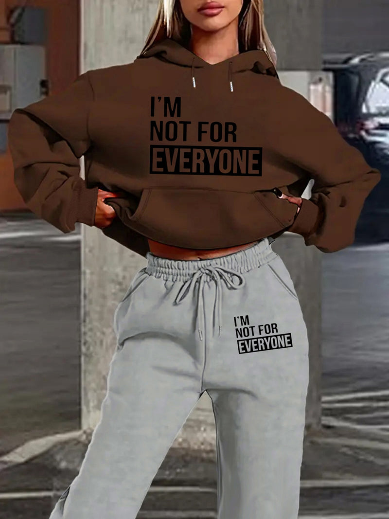 Women's European and American Fashion -Lined Hooded Sweatshirt and Pants.